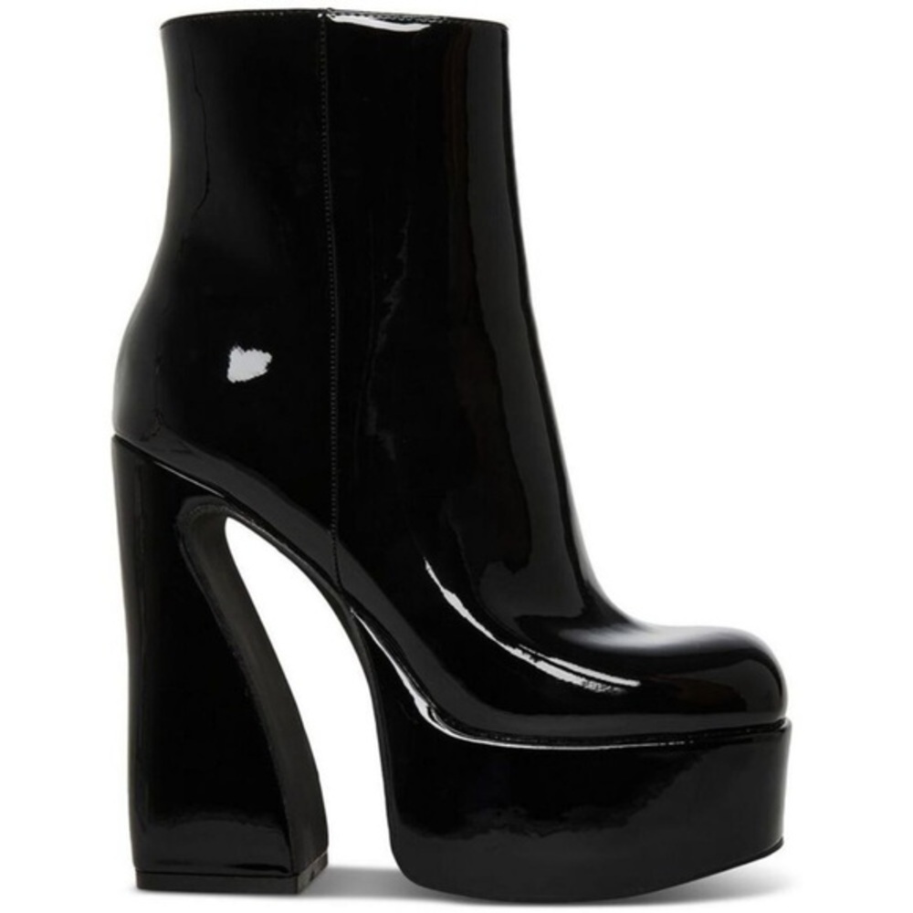Madden Girl Womens Kourtt Black Patent Platforms Mid-Calf Boots Shoes new Size 9